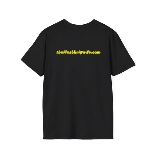 T-Shirt — "The Flesh Brigade: Protecting Life From Bad Robots" Neon Graphic Tee
